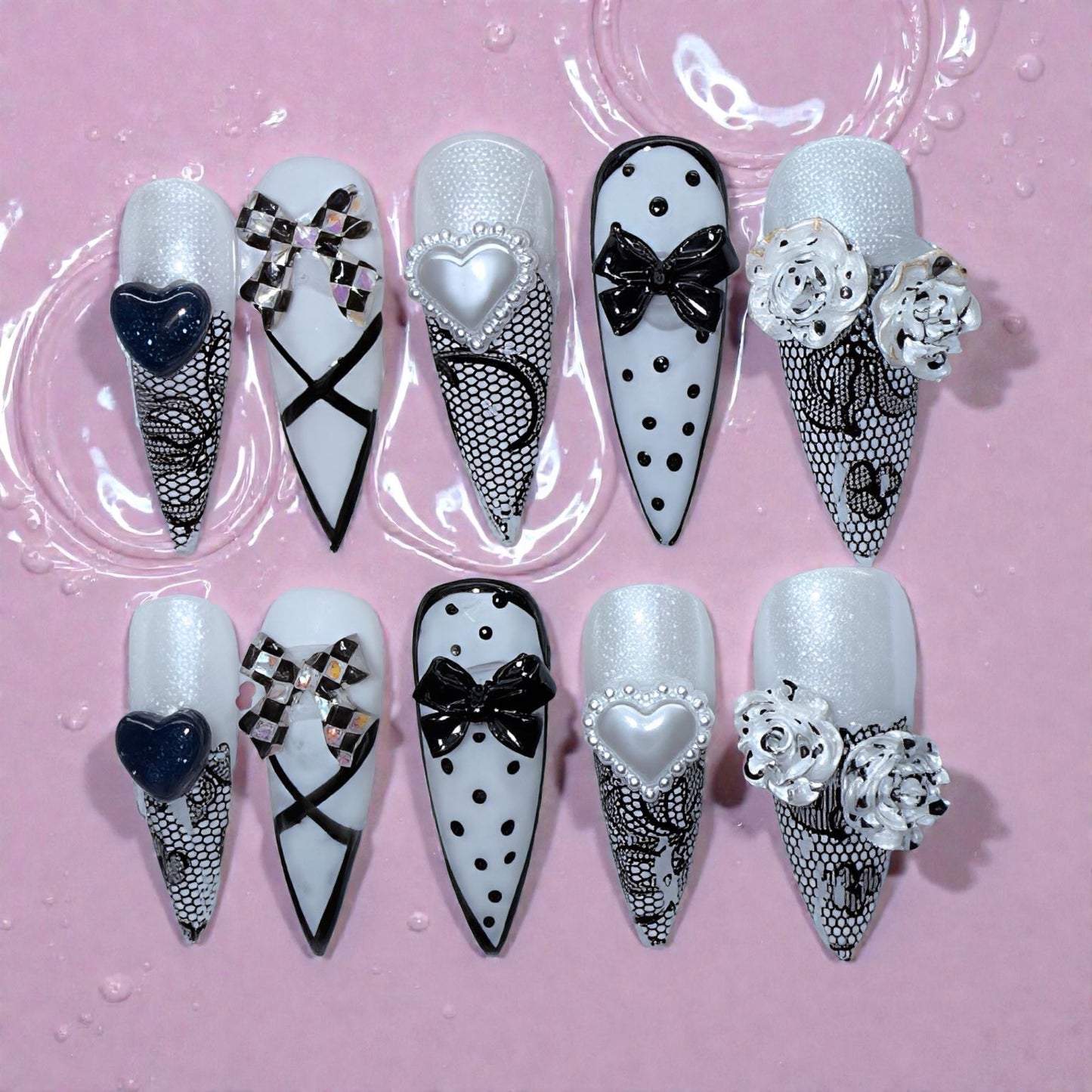 Hand Painted Black and White stiletto