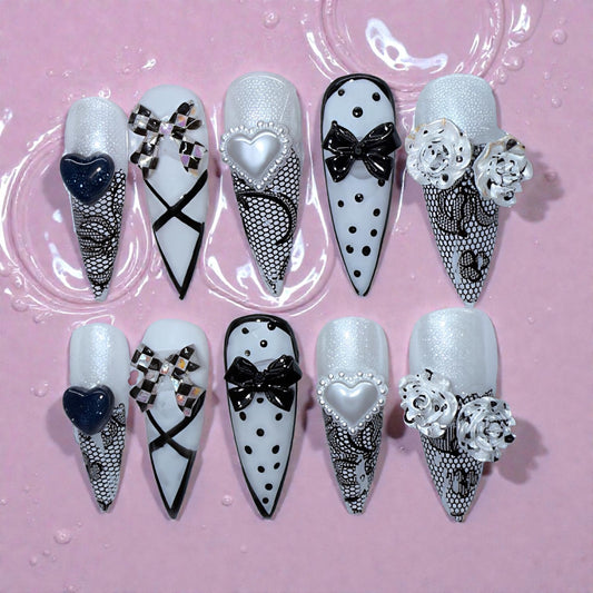 Hand Painted Black and White stiletto