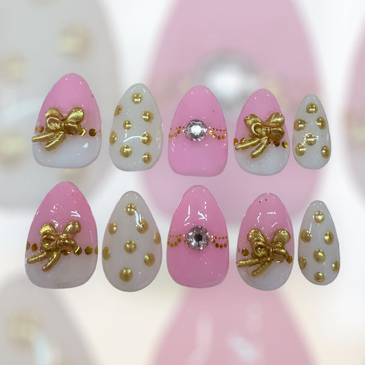 Pink, white and gold (short stiletto)