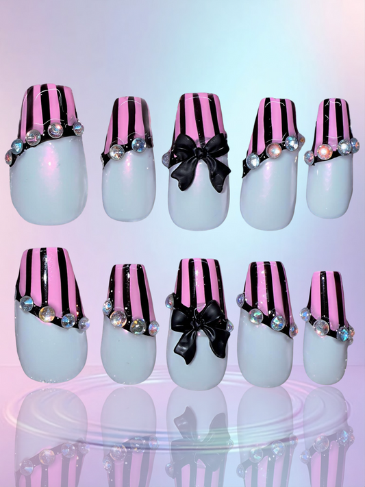 Black and Pink Stripes (med coffin)