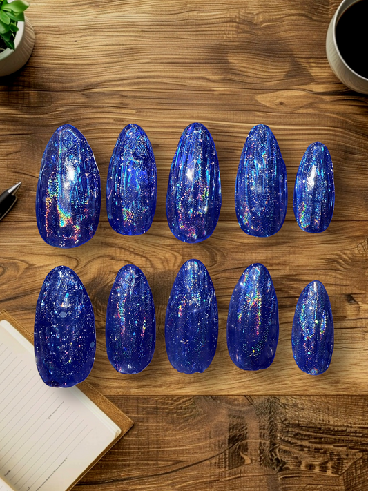 Blue w/ rainbow (med almond)