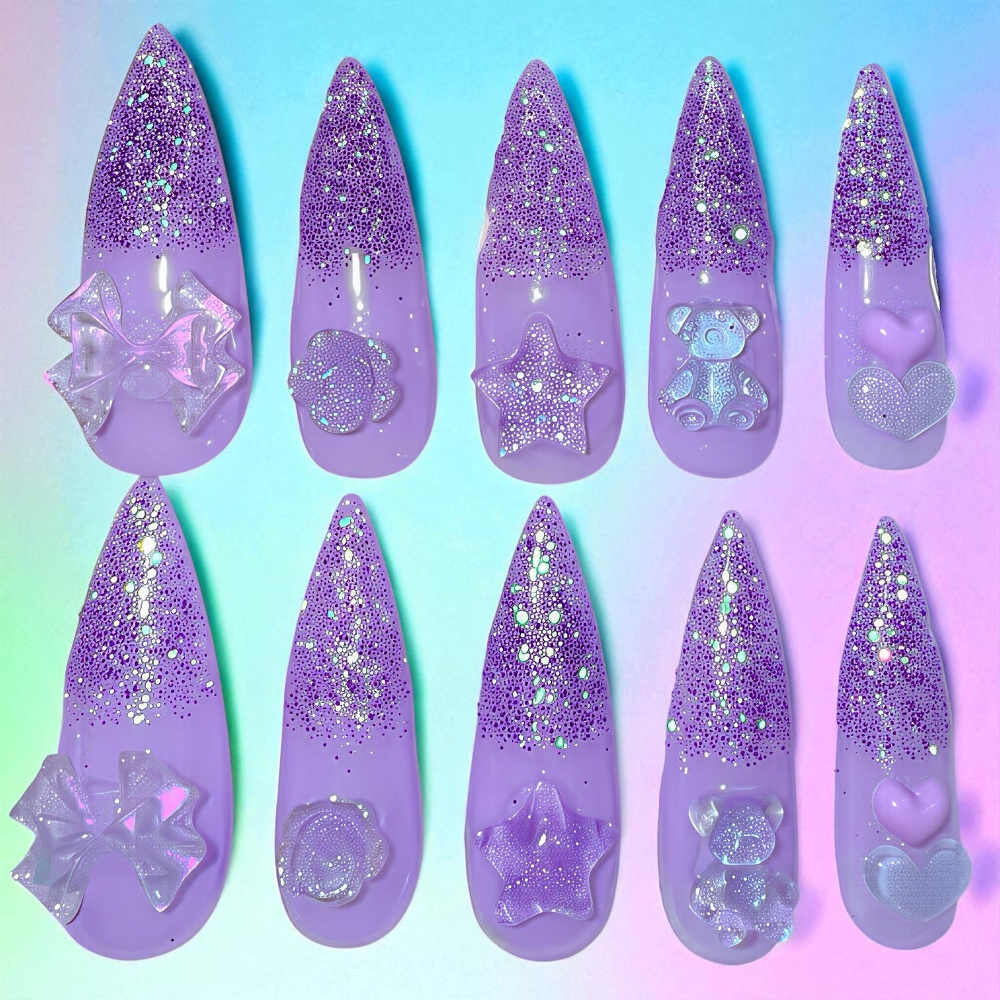 Lovely Lilac and Glitter (long stiletto)