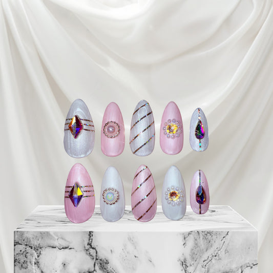 Simple Pink and White (med almond)