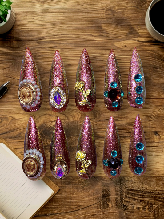 Glittery Copper Cameo (long Stiletto)