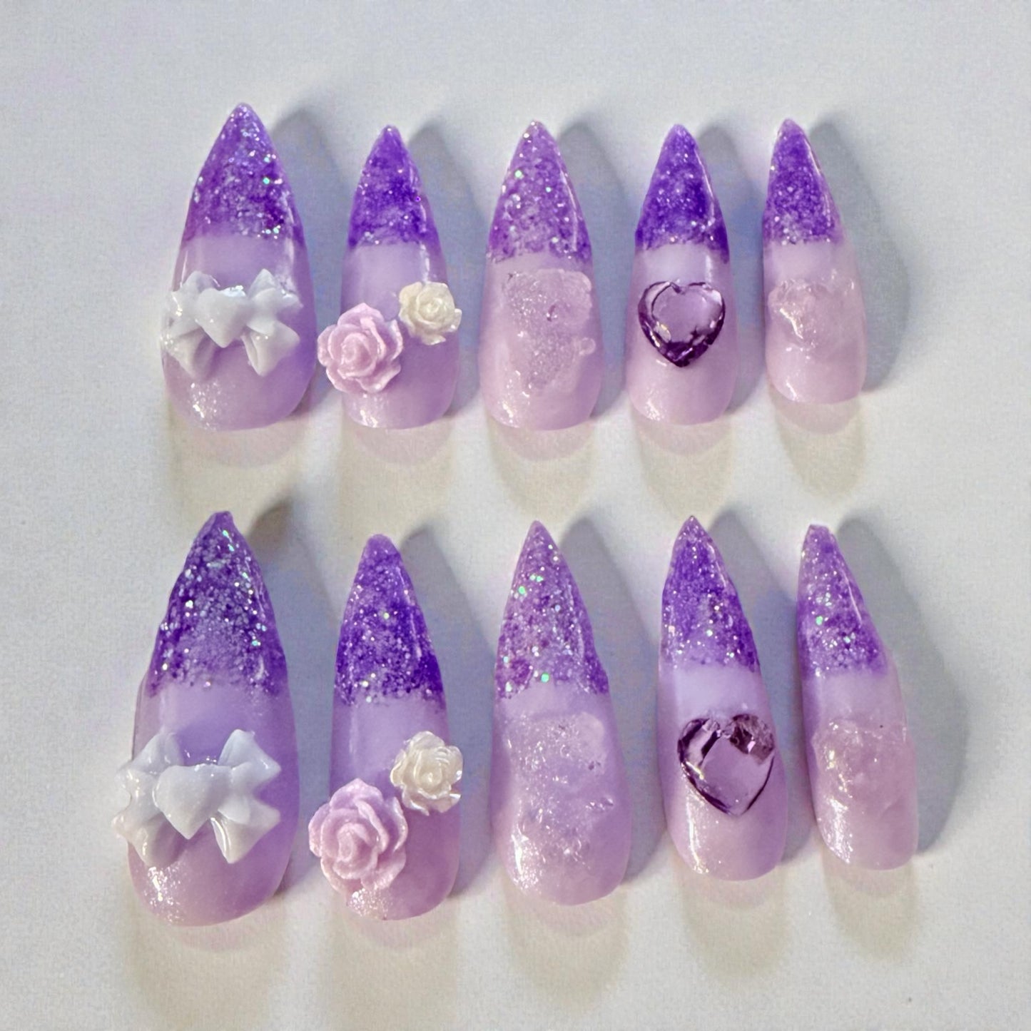 Lovely Lilac and Glitter (long stiletto)