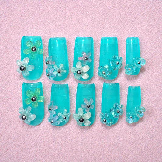 Jelly Green Floral (medium square)