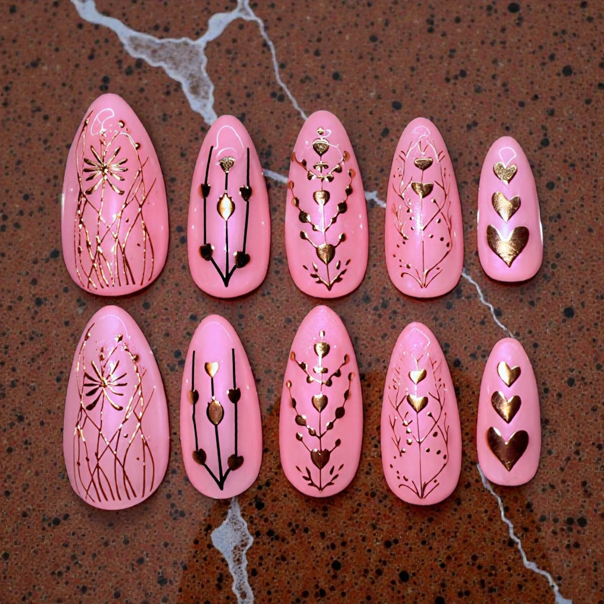 Pink and Gold (med almond)