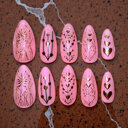 Pink and Gold (med almond)