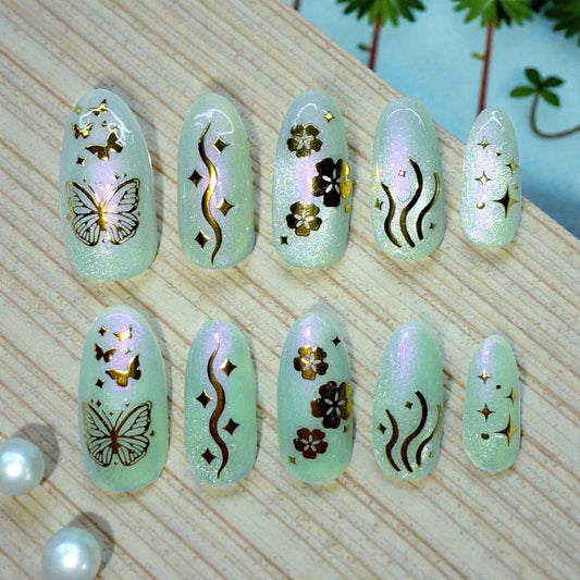 Light Green Cat Eye  (med almond)