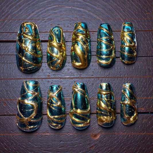 Teal and Gold (med coffin)