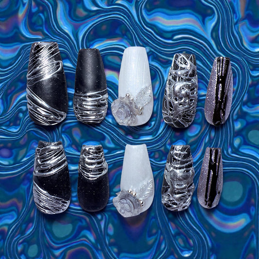 Black, white and Silver (medium coffin)