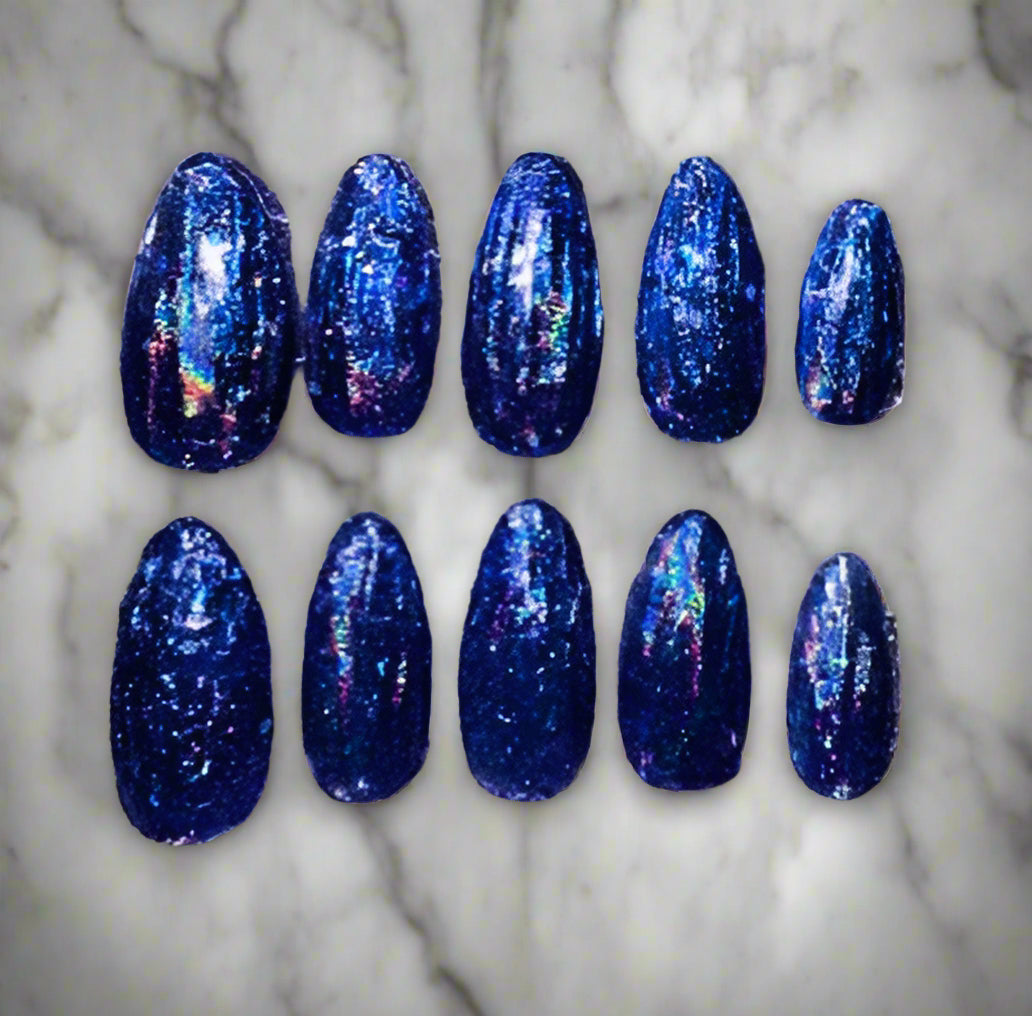 Blue w/ rainbow (med almond)
